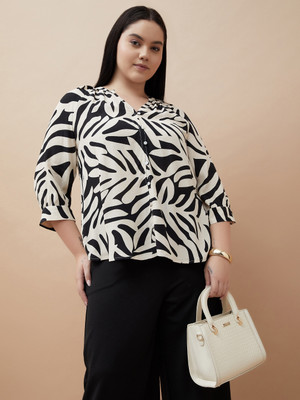 Nexus by Lifestyle Casual Printed Women Black Top