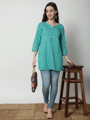 Janakdulari Creation Casual Printed Women Light Blue Top