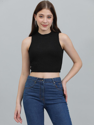 KOTTY Casual Self Design Women Black Top
