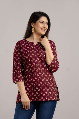 New RJP Craft Women Printed Straight Kurta(Maroon)
