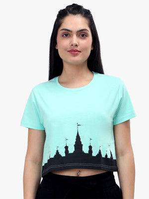 Imagica Casual Printed Women Light Blue Top