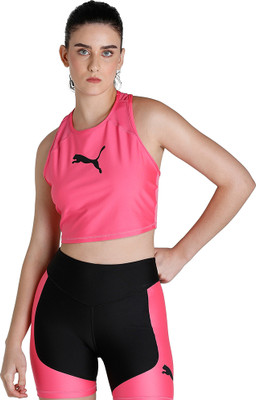 PUMA Casual Short Sleeve Solid Women Pink Top