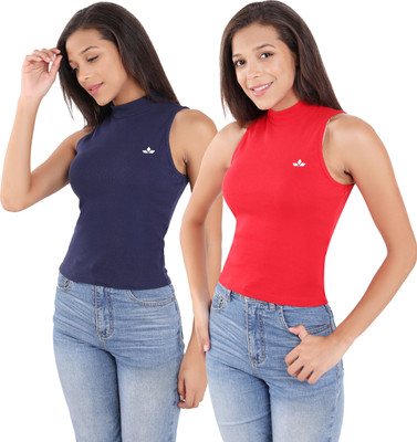 RiverHill Casual Solid Women Dark Blue, Red Top