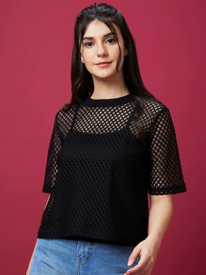 Globus Casual Self Design Women Black Top