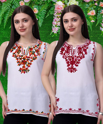 aakrushi Casual Embroidered Women Multicolor Top