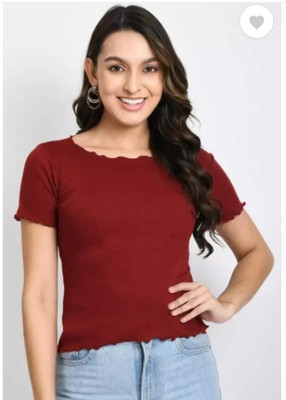 ShriRamGarment Casual Solid Women Maroon Top