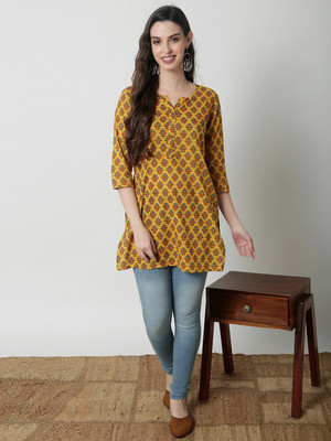Varun Handicraft Casual Printed Women Yellow Top