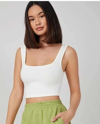 Hokum Casual Solid Women White Top
