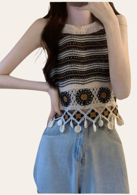 Emprace Casual Solid Women Black Top