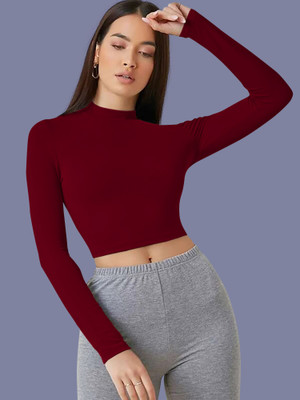 Kashonaa Casual Solid Women Maroon Top