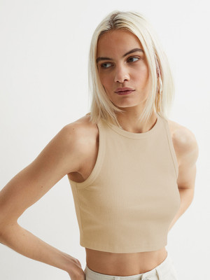 Toochki Casual Self Design Women Beige Top