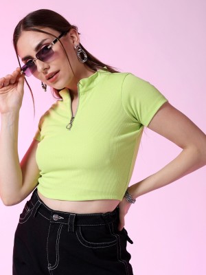 Freehand Casual Solid Women Green Top