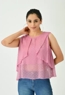 SEEDS OF FUSION Casual Printed Women Pink Top
