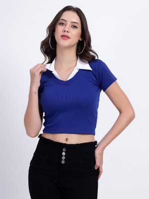 Tabadtod Casual Solid Women Blue Top