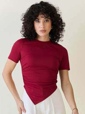 AAYU Casual Solid Women Maroon Top