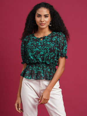 Dressberry Casual Printed Women Green Top