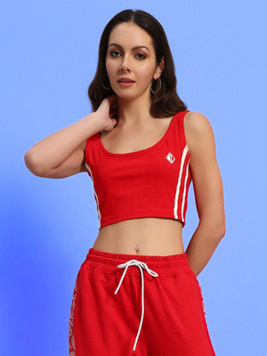 WEARDUDS Casual Self Design Women Red Top