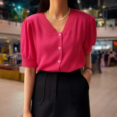 sunilclotheswala Casual Solid Women Pink Top