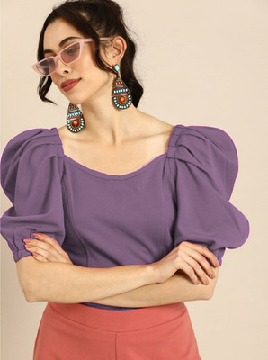 NiloBerry Casual Self Design Women Purple Top