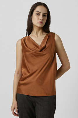 VAN HEUSEN Casual Solid Women Brown Top