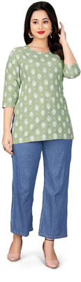 Antraa creation Casual Printed Women Light Green Top