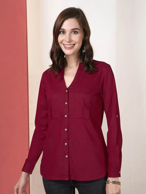 ANOUK Casual Solid Women Maroon Top