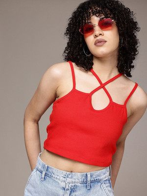Roadster Casual Solid Women Red Top
