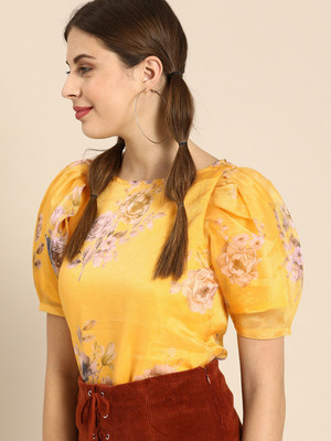 ATHENA Casual Printed Women Yellow Top