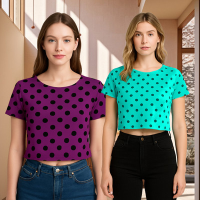 UNICUS APPAREL Casual Polka Print Women Multicolor Top