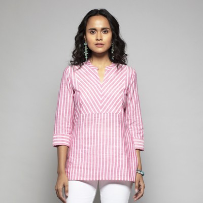 Reut Casual Striped Women Pink Top