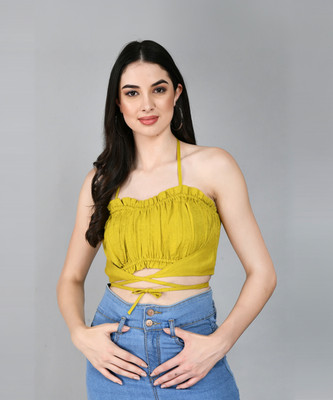 PRETTY LOVING THING Casual Solid Women Light Green Top