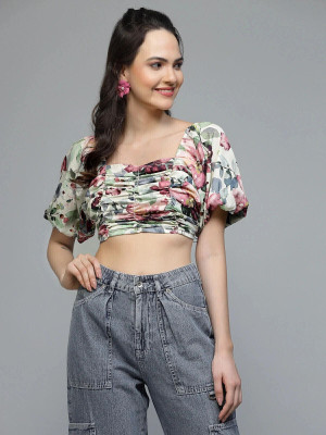 Fabway Clothing Casual Printed Women White, Purple Top