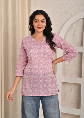 Miss Rekha Casual Printed Women Pink Top