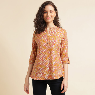 all about you Party Printed Women Yellow Top