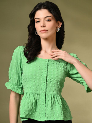 Fiorenza Party Self Design Women Green Top
