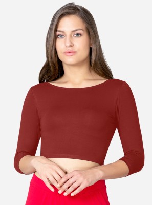 V Star Casual Solid Women Maroon Top