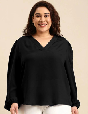 Ccf Casual Solid Women Black Top