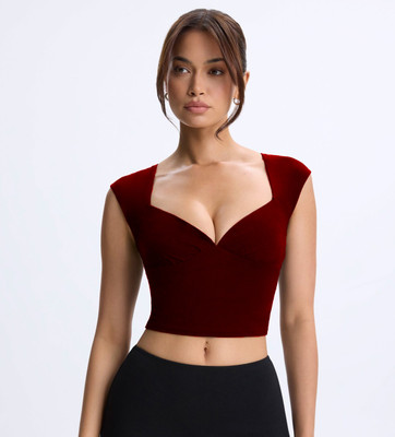 Traquila Casual Solid Women Maroon Top