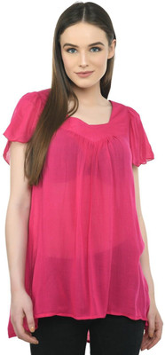 Maahi Casual Short Sleeve Solid Women Pink Top