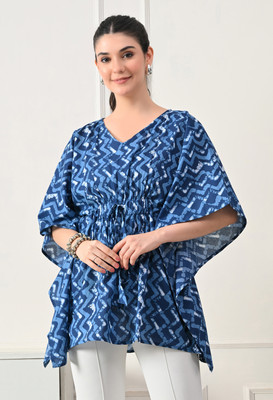 DECKEDUP Casual Printed Women Blue Top