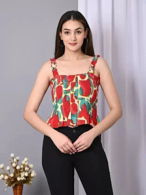 VYMO Casual Geometric Print Women Multicolor Top