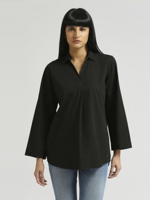 Pepe Jeans Casual Solid Women Black Top