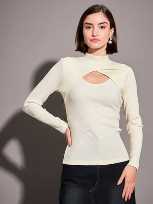 SASSAFRAS Casual Self Design Women White Top