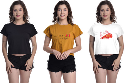 AmborisH Casual Printed Women Black Top