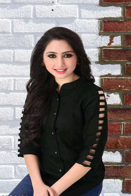 SHIVA Casual Solid Women Black Top
