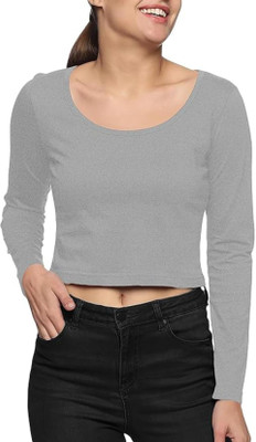 THE BLAZZE Casual Solid Women Grey Top