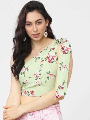 Tokyo Talkies Casual Printed Women Light Green Top