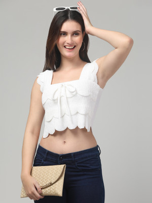 clobug Casual Solid Women White Top