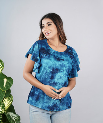 Bachuu Casual Tie & Dye Women Blue Top
