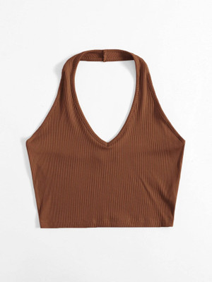 Redamancii Casual Solid Women Brown Top